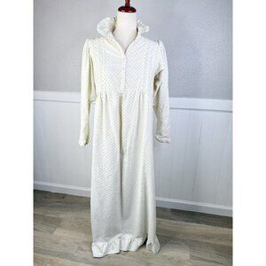Vtg Barad &CO Nightgown Gown Sz M Cream Purple Ditsy Floral Cottagecore Prairie